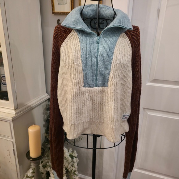 BDG Sweaters - BDG Urban Outfitters M Colorblock Half Zip Sweater Y2K Preppy Soft Grunge NWT